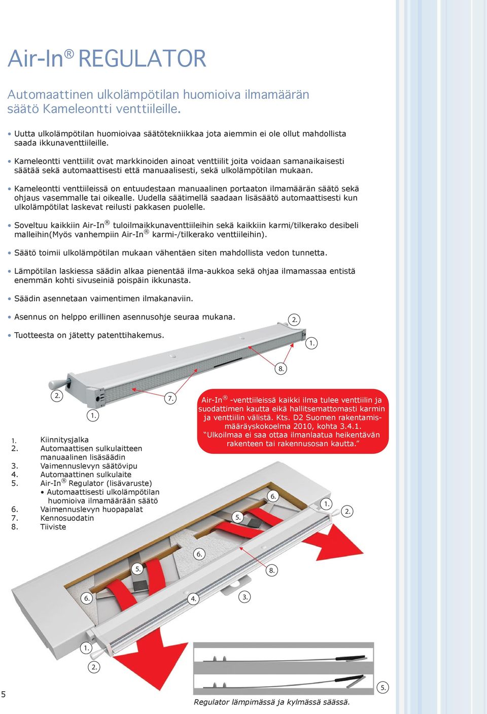 Kameleontti venttiilit ovat markkinoiden ainoat venttiilit joita voidaan samanaikaisesti säätää sekä automaattisesti että manuaalisesti, sekä ulkolämpötilan mukaan.