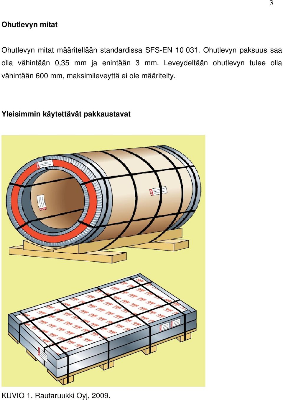 Leveydeltään ohutlevyn tulee olla vähintään 600 mm, maksimileveyttä ei