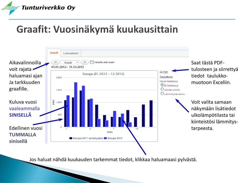 PDFtulosteen ja siirrettyä tiedot taulukkomuotoon Exceliin.