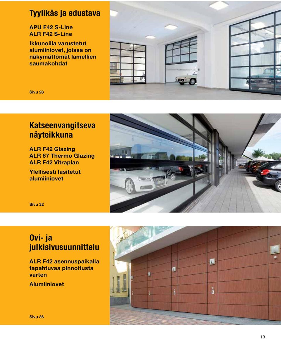 ALR 67 Thermo Glazing ALR F42 Vitraplan Ylellisesti lasitetut alumiiniovet Sivu 32 Ovi- ja
