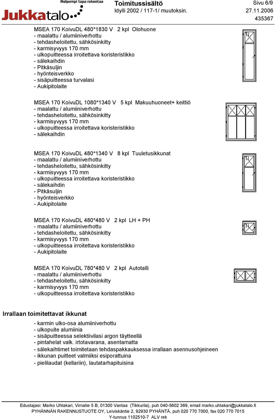 780*480 V 2 kpl Autotalli Irrallaan toimitettavat ikkunat - karmin ulko-osa alumiiniverhottu - ulkopuite alumiinia - sisäpuitteessa selektiivilasi argon täytteellä - pintahelat valk.