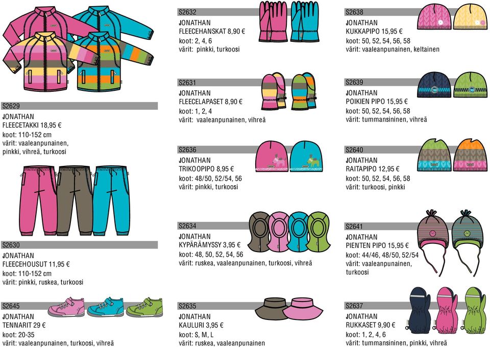 Jonathan-ulkoiluvaatteet Kevät Kevään Jonathan-mallisto tarjoaa värikkäitä  ja toimivia vaatteita lasten ulkoleikkeihin! - PDF Free Download