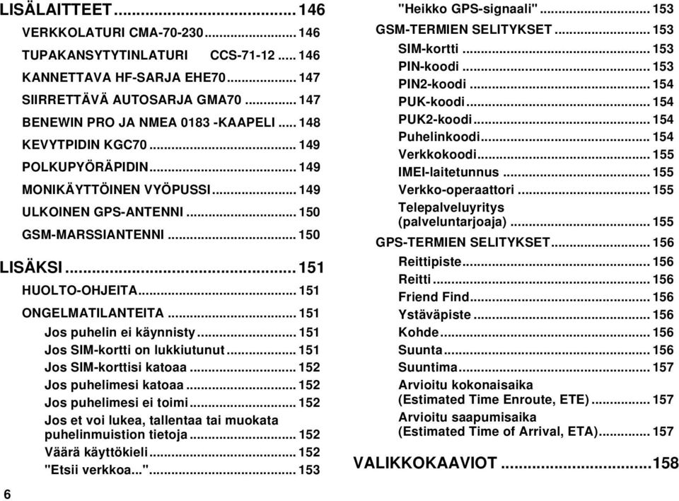 .. 151 Jos puhelin ei käynnisty... 151 Jos SIM-kortti on lukkiutunut... 151 Jos SIM-korttisi katoaa... 152 Jos puhelimesi katoaa... 152 Jos puhelimesi ei toimi.