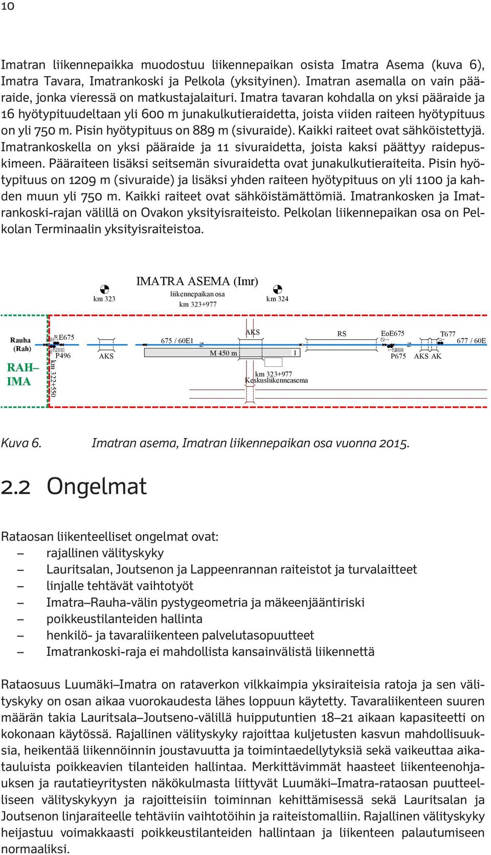 Imatra tavaran kohdalla on yksi pääraide ja 16 hyötypituudeltaan yli 600 m junakulkutieraidetta, joista viiden raiteen hyötypituus on yli 750 m. Pisin hyötypituus on 889 m (sivuraide).