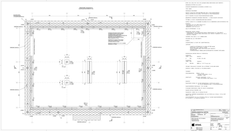 720 1200 300 1:100 AS-6 AS-4 AS-3 AS-2 NOSTO-OVEN KOHDALLA EI SOKKELIA PV-A1 ( 1000*300 ) AP. + 94.200 YP. + 94.500 AS-7 AS-19 1000 1000 AS-20 500 500 P-2 AP. + 94.800 500 500 P-1 AP. + 94.800 500 500 1000 1000 500 500 PV-A2 ( 1000*1000 ) AP.