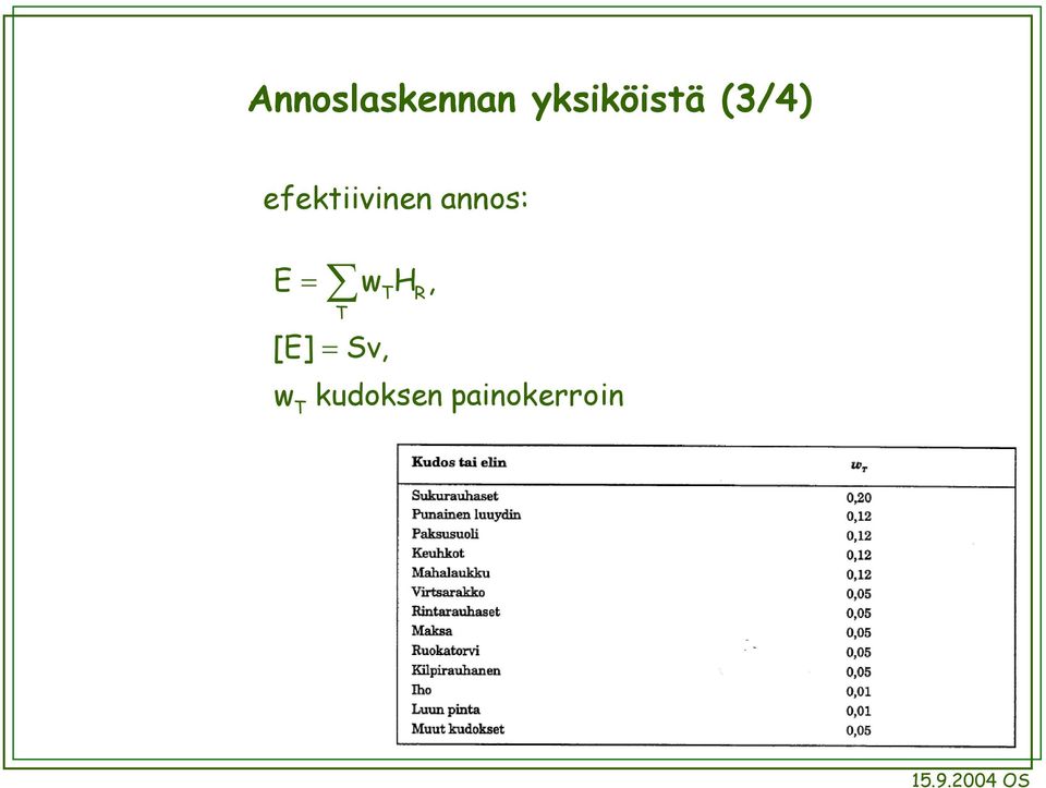 efektiivinen annos: E w