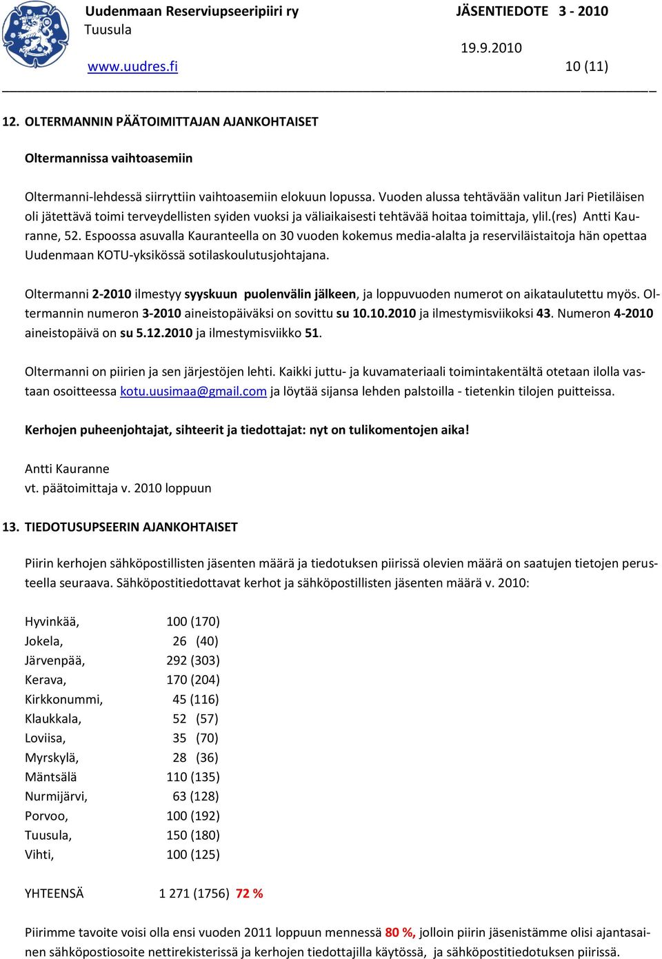 Espoossa asuvalla Kauranteella on 30 vuoden kokemus media-alalta ja reserviläistaitoja hän opettaa Uudenmaan KOTU-yksikössä sotilaskoulutusjohtajana.