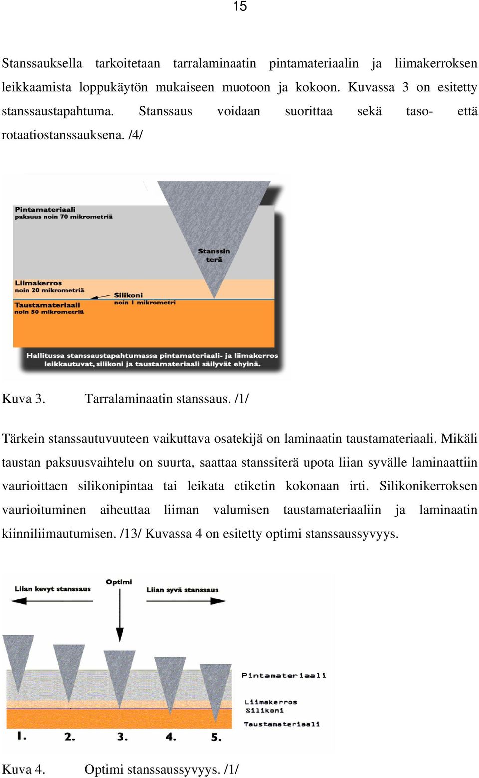 /1/ Tärkein stanssautuvuuteen vaikuttava osatekijä on laminaatin taustamateriaali.