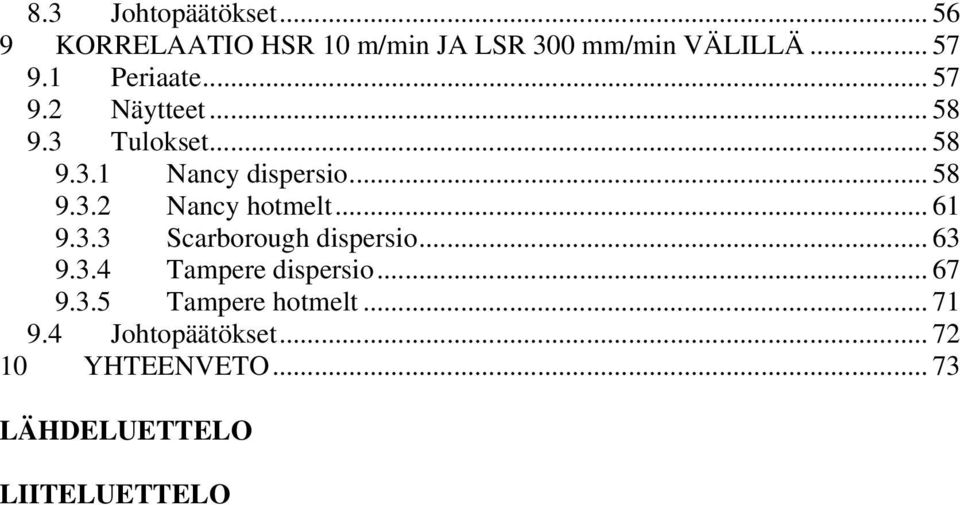 .. 61 9.3.3 Scarborough dispersio... 63 9.3.4 Tampere dispersio... 67 9.3.5 Tampere hotmelt.