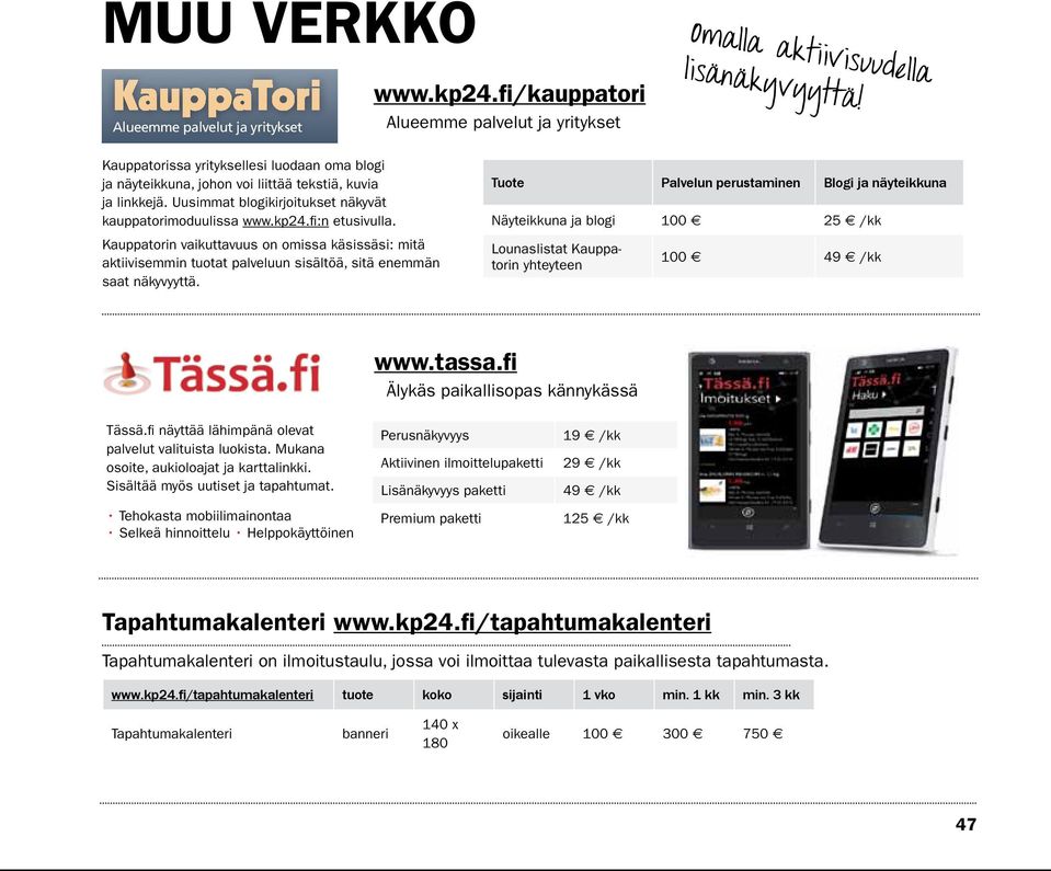 Uusimmat blogikirjoitukset näkyvät kauppatorimoduulissa www.kp24.fi:n etusivulla.
