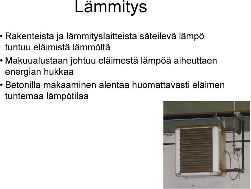 eläimestä lämpöä aiheuttaen energian hukkaa Betonilla