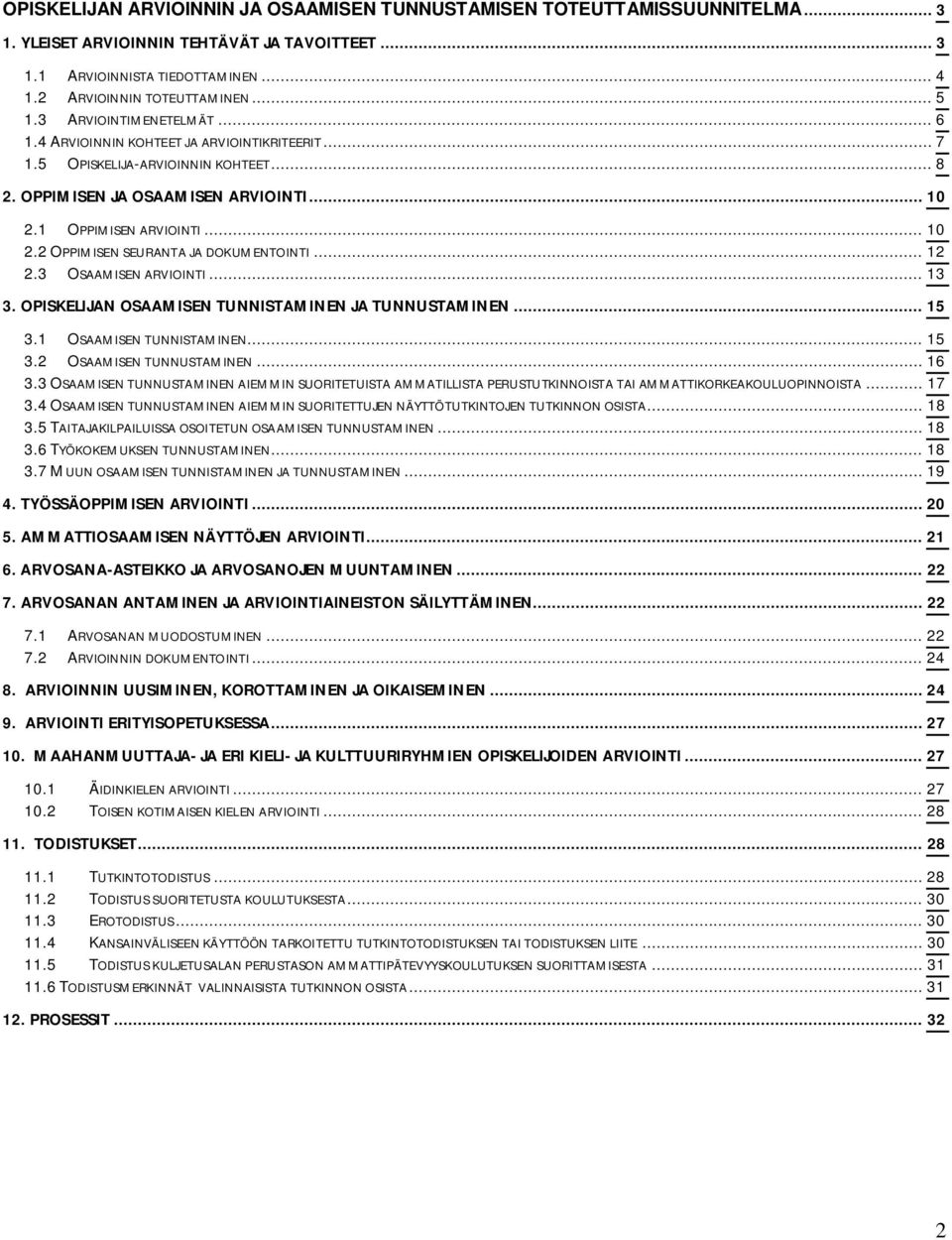 .. 12 2.3 OSAAMISEN ARVIOINTI... 13 3. OPISKELIJAN OSAAMISEN TUNNISTAMINEN JA TUNNUSTAMINEN... 15 3.1 OSAAMISEN TUNNISTAMINEN... 15 3.2 OSAAMISEN TUNNUSTAMINEN... 16 3.