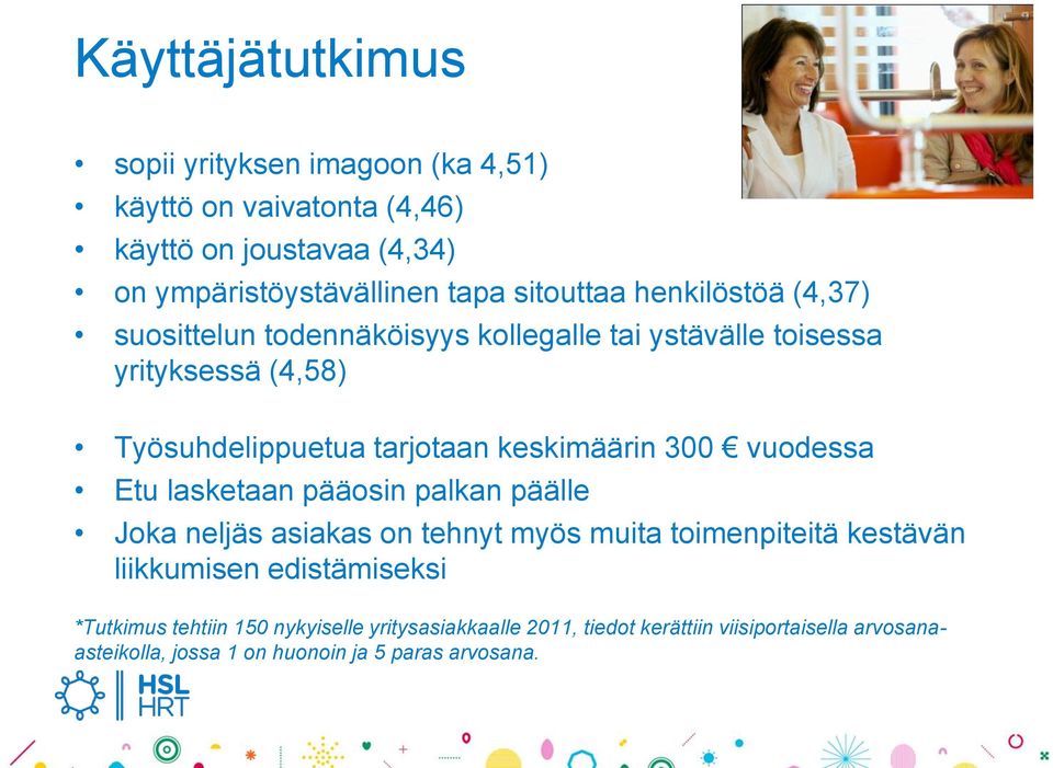 keskimäärin 300 vuodessa Etu lasketaan pääosin palkan päälle Joka neljäs asiakas on tehnyt myös muita toimenpiteitä kestävän liikkumisen