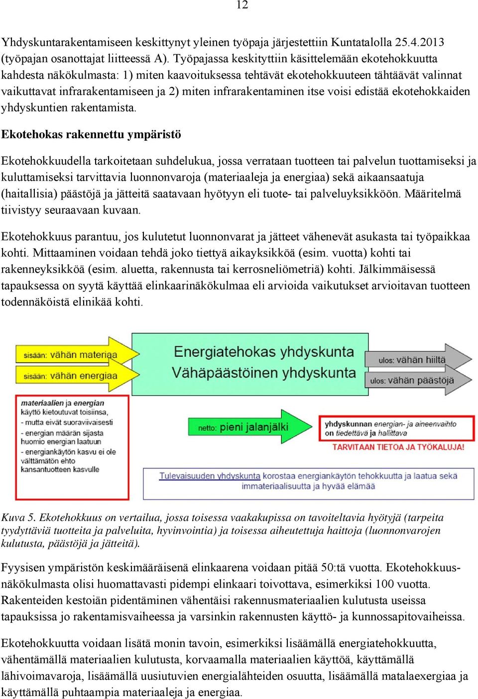 infrarakentaminen itse voisi edistää ekotehokkaiden yhdyskuntien rakentamista.