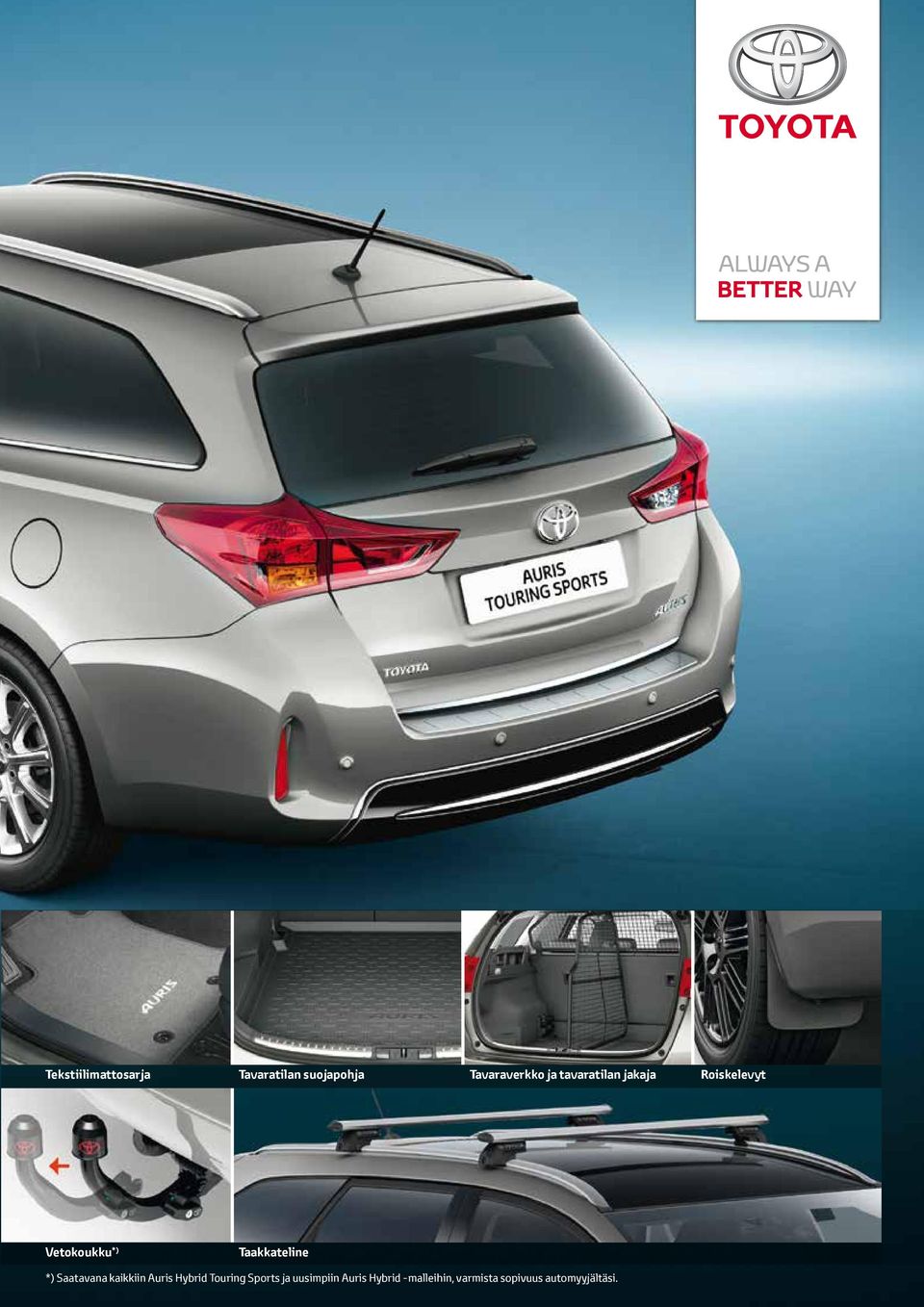 *) Saatavana kaikkiin Auris Hybrid Touring Sports ja