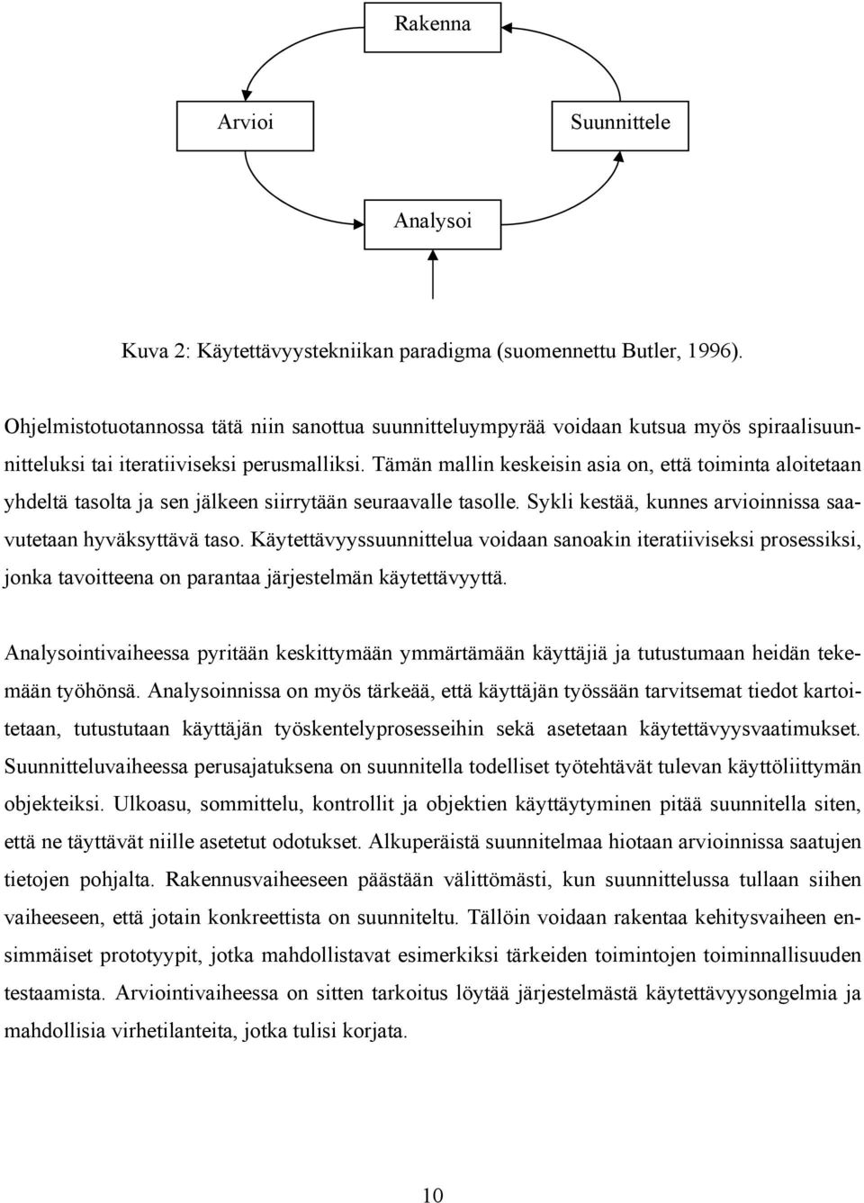 Tämän mallin keskeisin asia on, että toiminta aloitetaan yhdeltä tasolta ja sen jälkeen siirrytään seuraavalle tasolle. Sykli kestää, kunnes arvioinnissa saavutetaan hyväksyttävä taso.