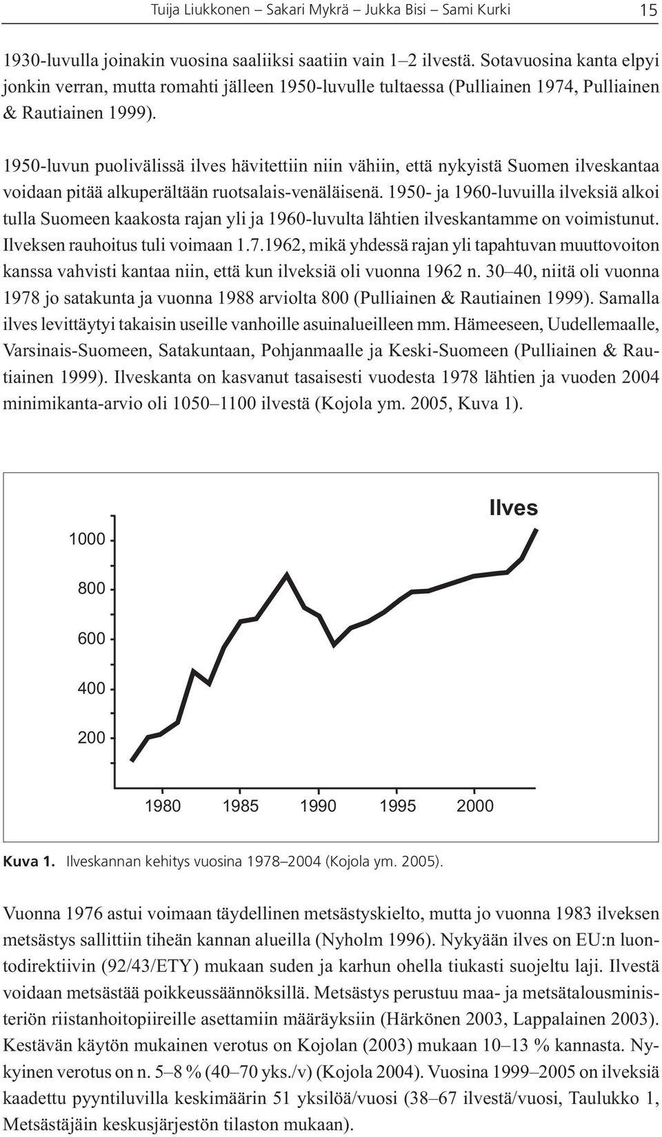 1950-luvun puolivälissä ilves hävitettiin niin vähiin, että nykyistä Suomen ilveskantaa voidaan pitää alkuperältään ruotsalais-venäläisenä.