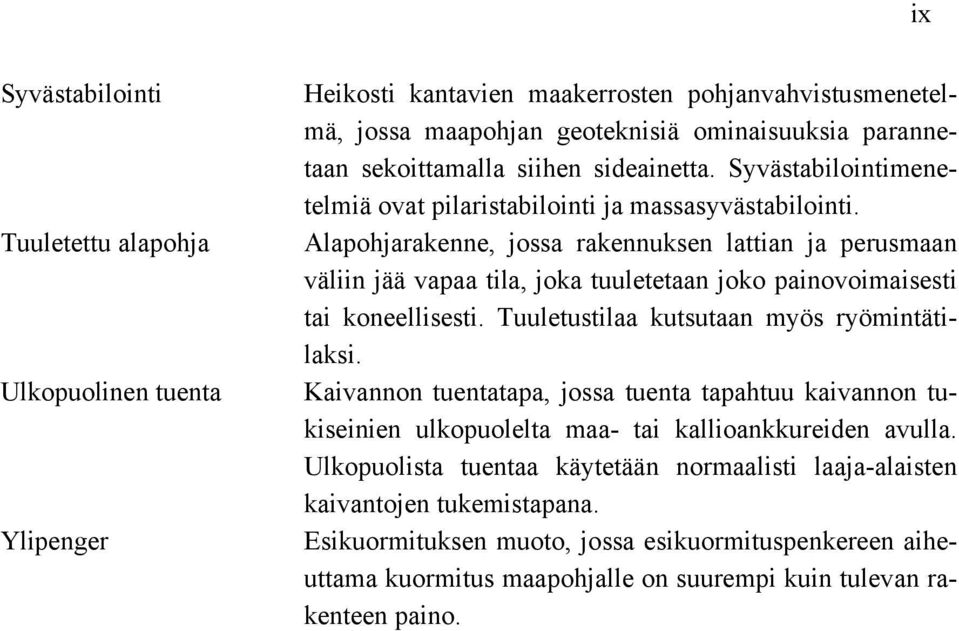 Alapohjarakenne, jossa rakennuksen lattian ja perusmaan väliin jää vapaa tila, joka tuuletetaan joko painovoimaisesti tai koneellisesti. Tuuletustilaa kutsutaan myös ryömintätilaksi.