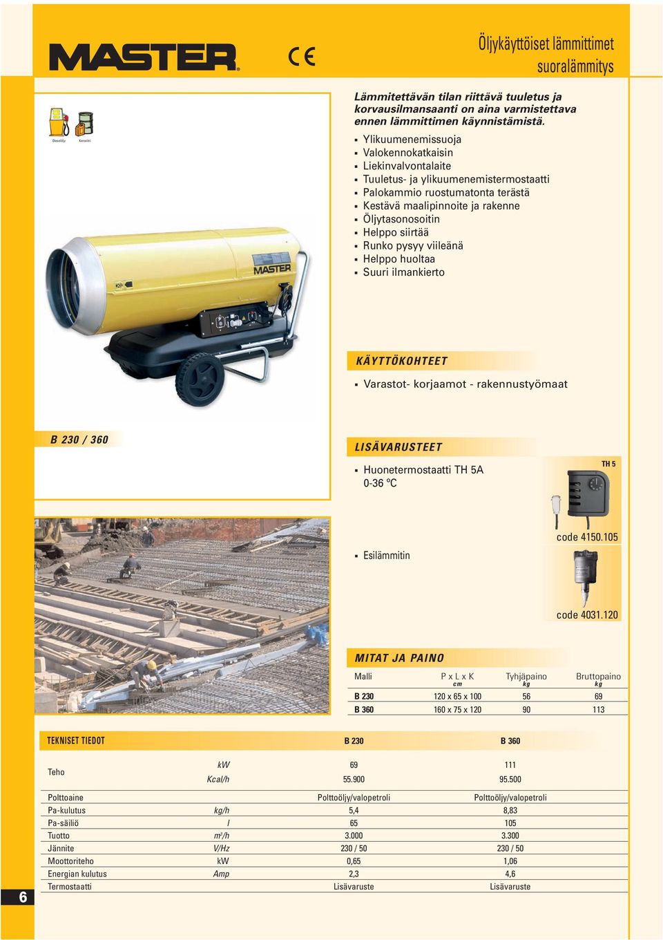 0-36 ºC TH 5 Esilämmitin code 4150.105 code 4031.