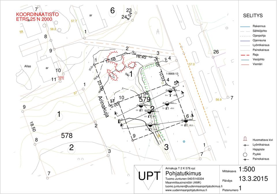 2 +53.3 4. +55.2 2.5 +52.8 56. +56.8 0.4 +56.4 6. +56.8.5 +55.3 3 6 2. +56.8 0.5 +56.3 C 7 56.9 7 Huomattava kivi Lyöntikairaus Hajapiste Pyykki Painokairaus 7 UPT Arinakuja T 2 K 579.