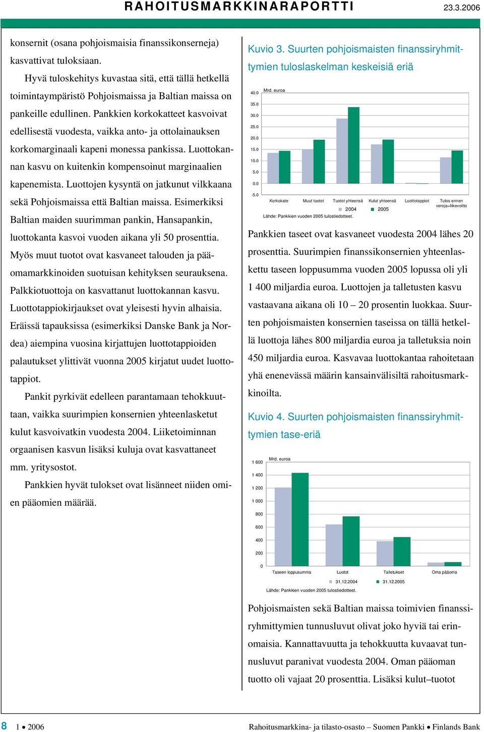 Pankkien korkokatteet kasvoivat edellisestä vuodesta, vaikka anto- ja ottolainauksen korkomarginaali kapeni monessa pankissa. Luottokannan kasvu on kuitenkin kompensoinut marginaalien kapenemista.