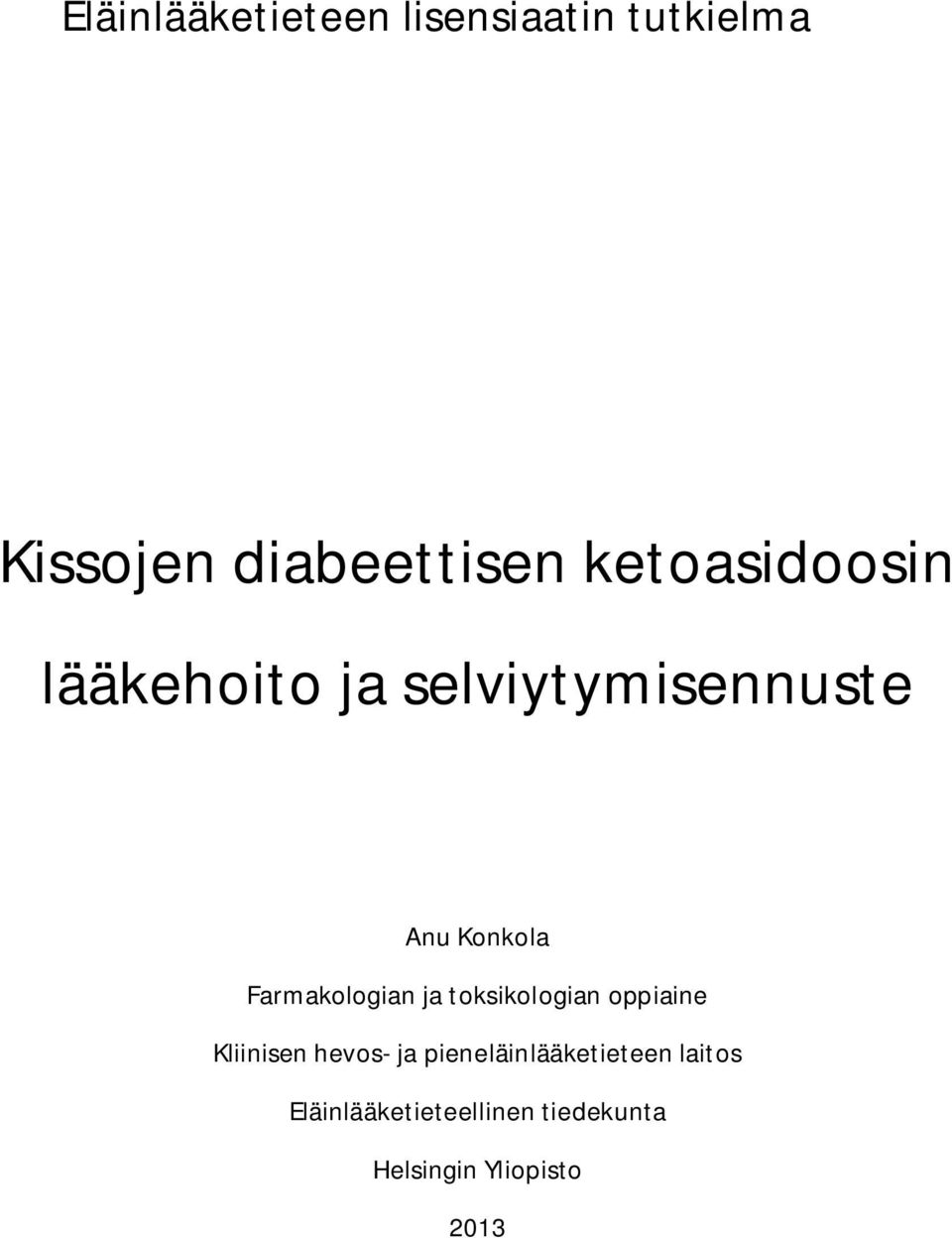 Farmakologian ja toksikologian oppiaine Kliinisen hevos- ja