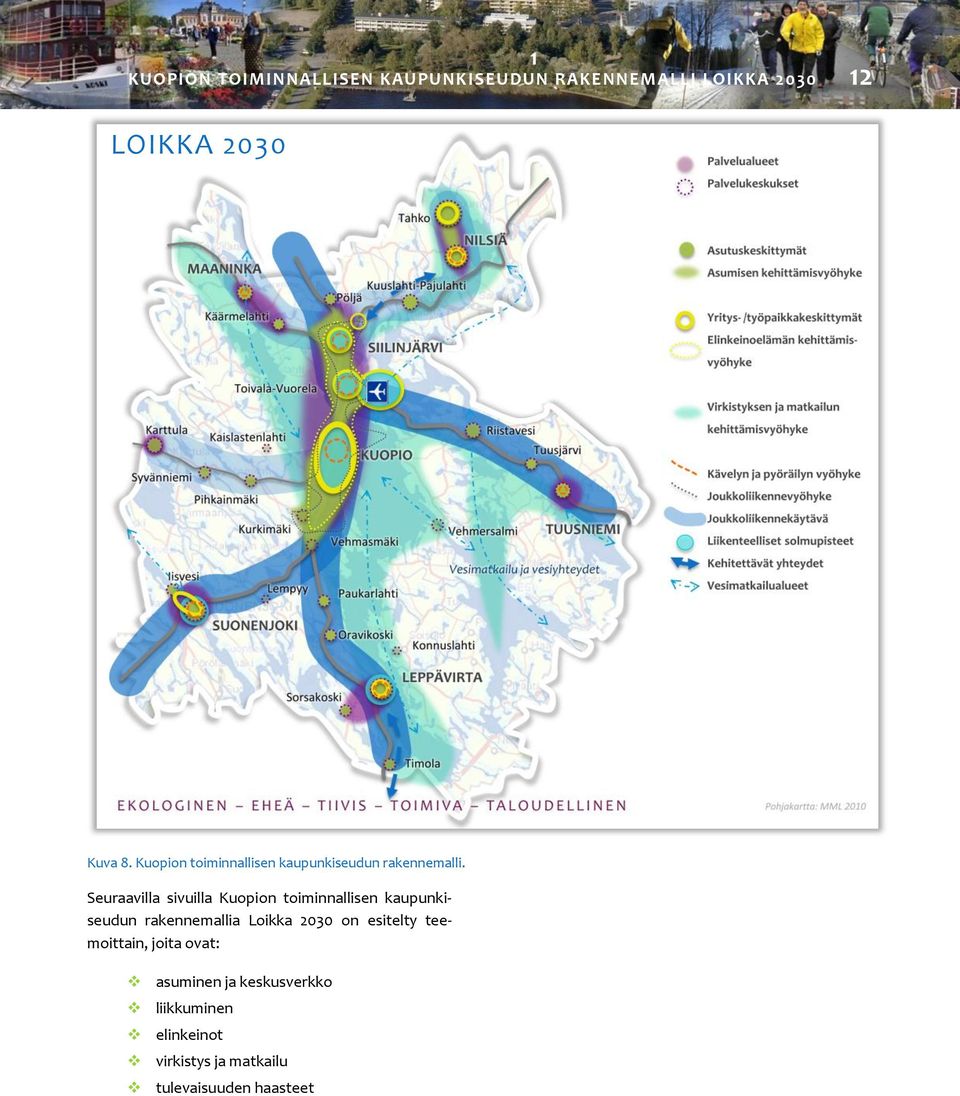 Seuraavilla sivuilla Kuopion toiminnallisen kaupunkiseudun rakennemallia Loikka 2030 on