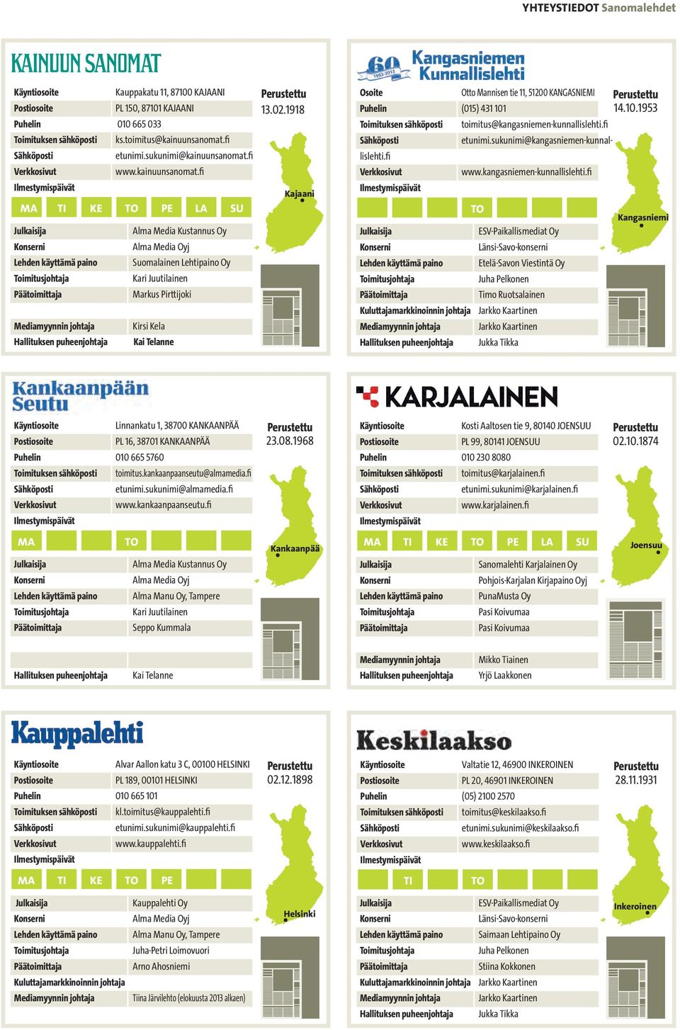 10.1953 Kangasniemi Linnankatu 1, 38700 KANKAANPÄÄ PL 16, 38701 KANKAANPÄÄ Puhelin 010 665 5760 imitus.kankaanpaanseutu@almedia.fi www.kankaanpaanseutu.fi 23.08.