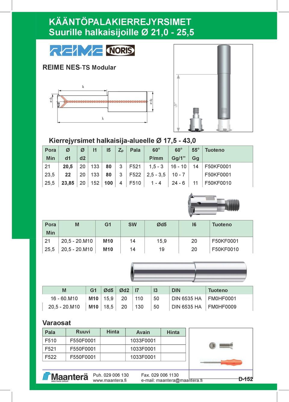 F50KF0010 Pora M G1 SW Ød5 l6 Tuoteno Min 21 20,5-20.M10 M10 14 15,9 20 F50KF0001 25,5 20,5-20.M10 M10 14 19 20 F50KF0010 M G1 Ød5 Ød2 l7 l3 DIN Tuoteno 16-60.