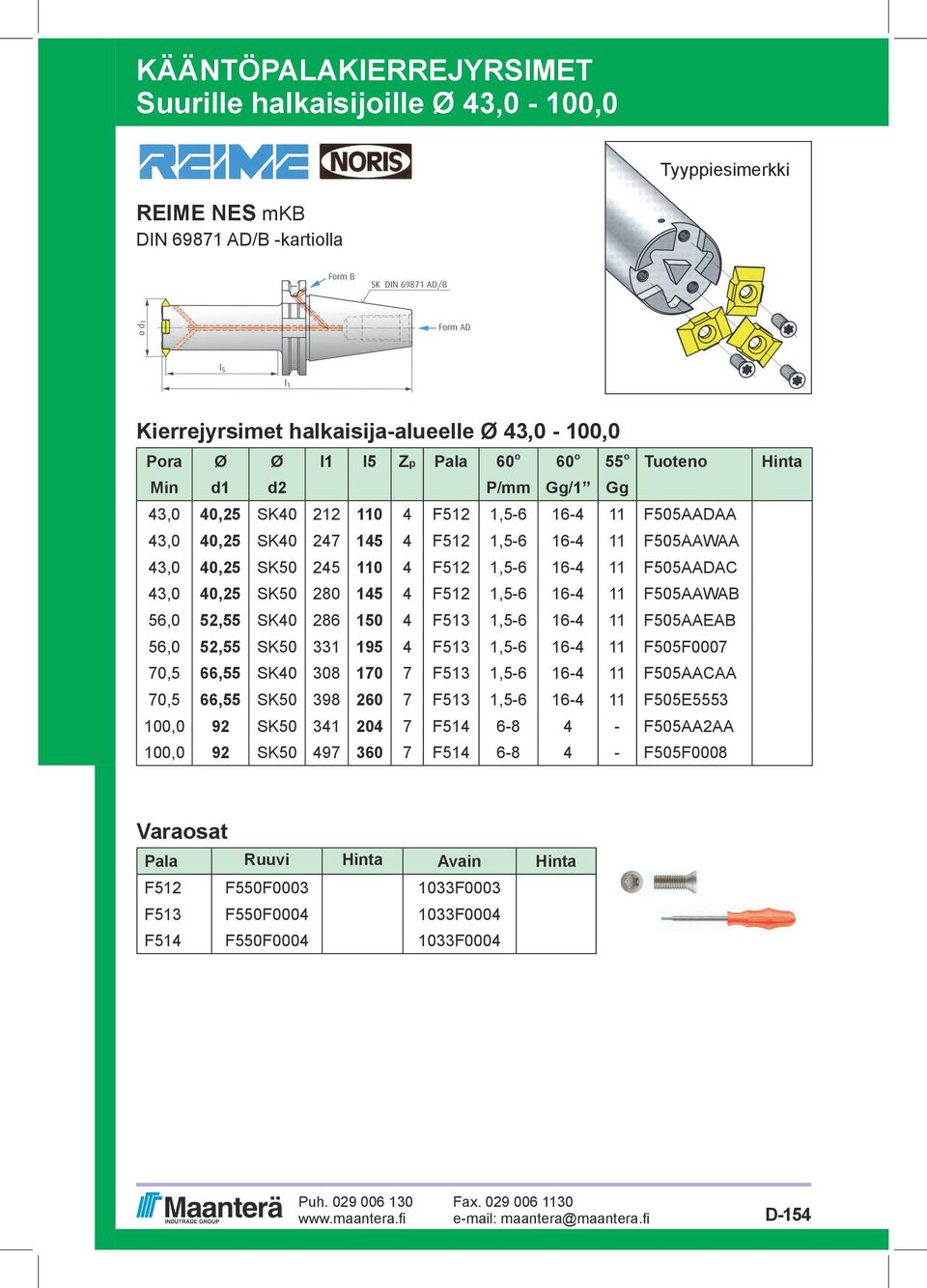 F505AADAC 43,0 40,25 SK50 280 145 4 F512 1,5-6 16-4 11 F505AAWAB 56,0 52,55 SK40 286 150 4 F513 1,5-6 16-4 11 F505AAEAB 56,0 52,55 SK50 331 195 4 F513 1,5-6 16-4 11 F505F0007 70,5 66,55 SK40 308 170