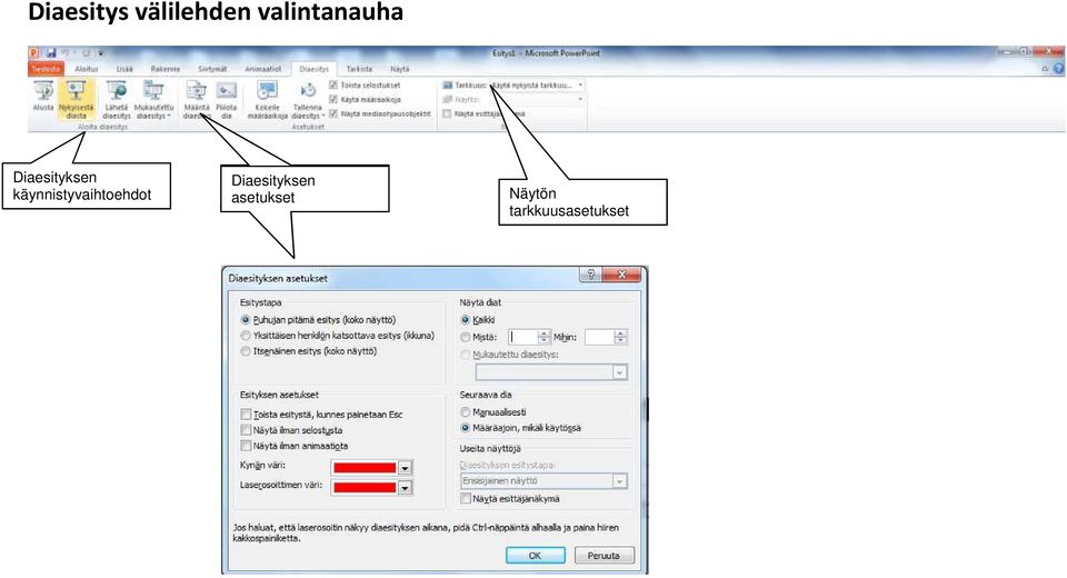 valikosta Diaesityksen kaikki