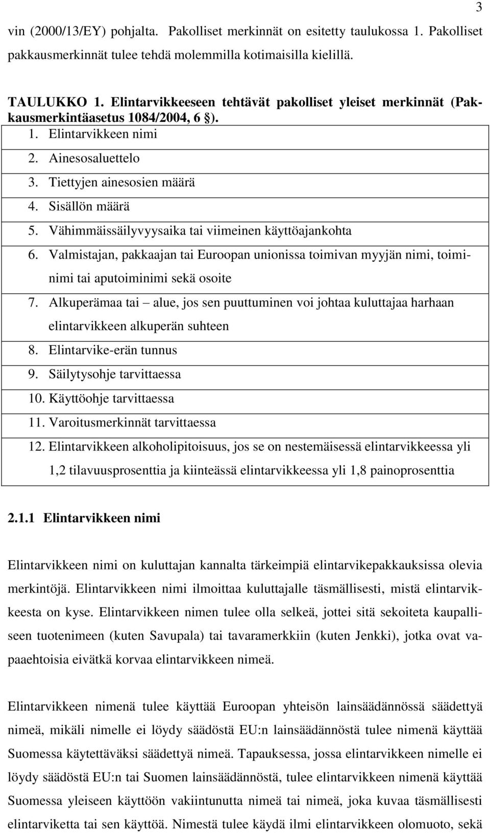 Vähimmäissäilyvyysaika tai viimeinen käyttöajankohta 6. Valmistajan, pakkaajan tai Euroopan unionissa toimivan myyjän nimi, toiminimi tai aputoiminimi sekä osoite 7.