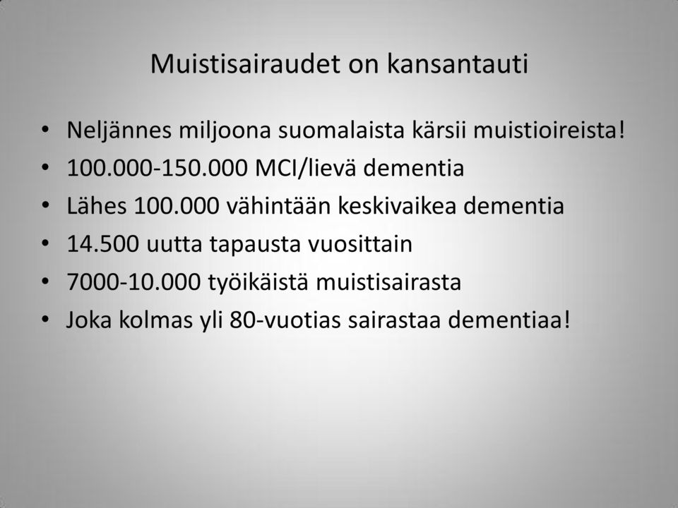 000 vähintään keskivaikea dementia 14.