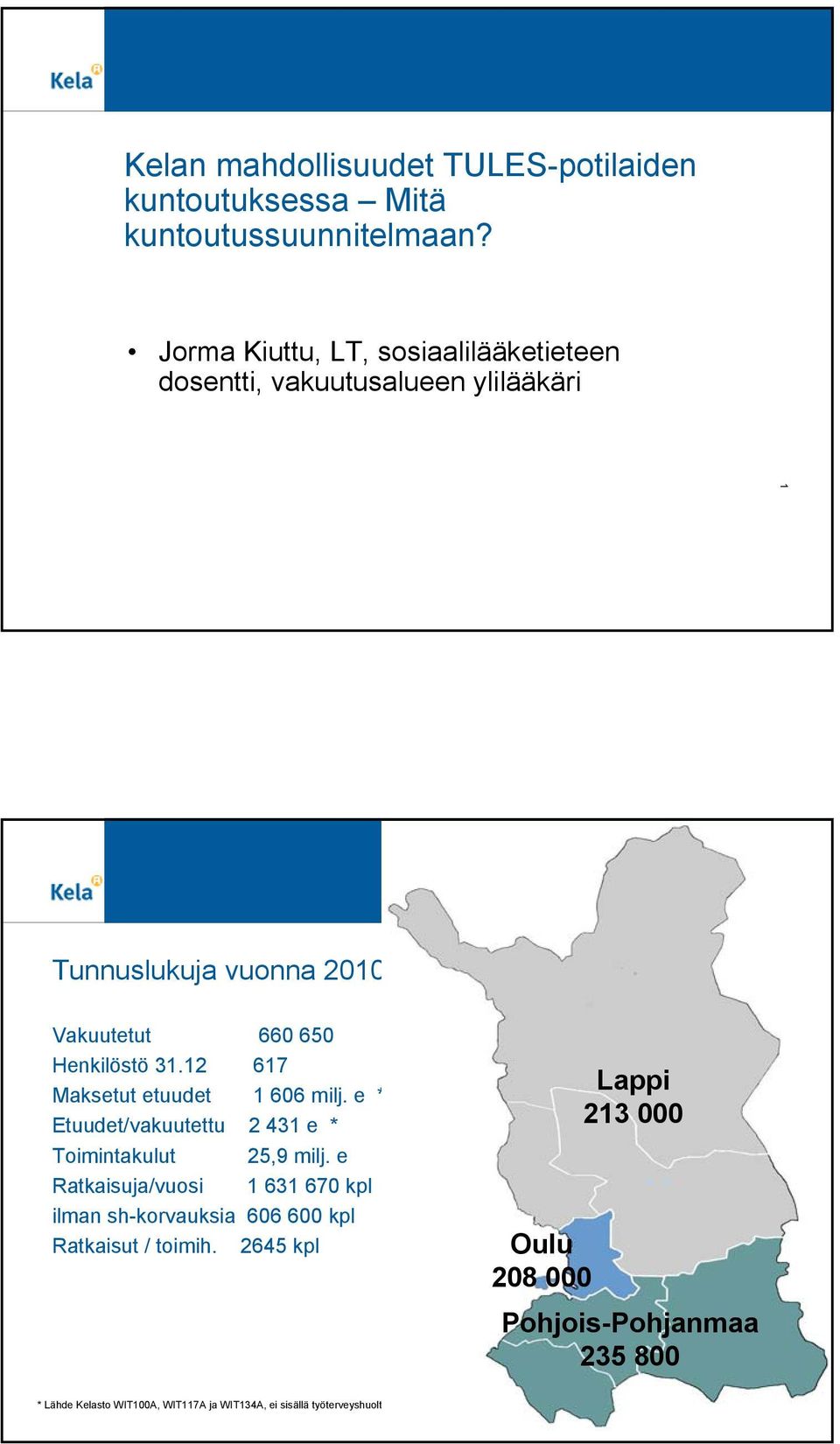 12 617 Maksetut etuudet 1 606 milj. e * Etuudet/vakuutettu 2 431 e * Toimintakulut 25,9 milj.