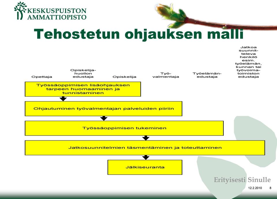 työelämän, kunnan tai työvoimatoimiston edustaja Työssäoppimisen lisäohjauksen tarpeen huomaaminen ja