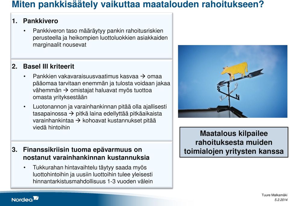 varainhankinnan pitää olla ajallisesti tasapainossa pitkä laina edellyttää pitkäaikaista varainhankintaa kohoavat kustannukset pitää viedä hintoihin 3.