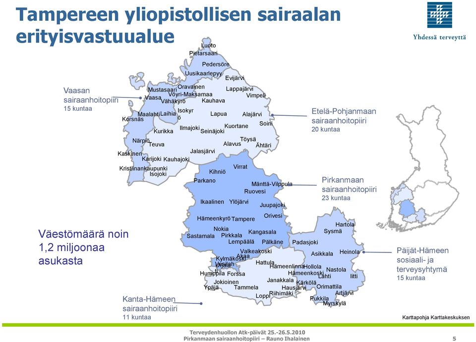 Karijoki Kauhajoki Kristiinankaupunki Virrat Isojoki Kihniö Parkano Mänttä-Vilppula Ruovesi Kanta-Hämeen sairaanhoitopiiri 11 kuntaa Ikaalinen Evijärvi Ylöjärvi HämeenkyröTampere Juupajoki Orivesi