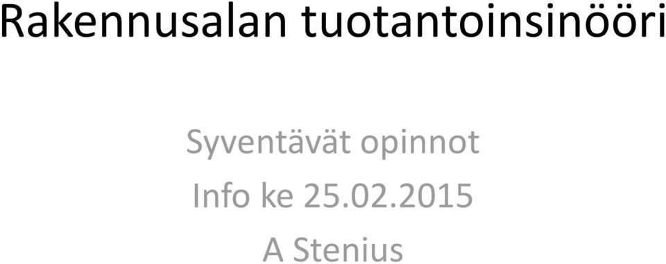 Syventävät opinnot