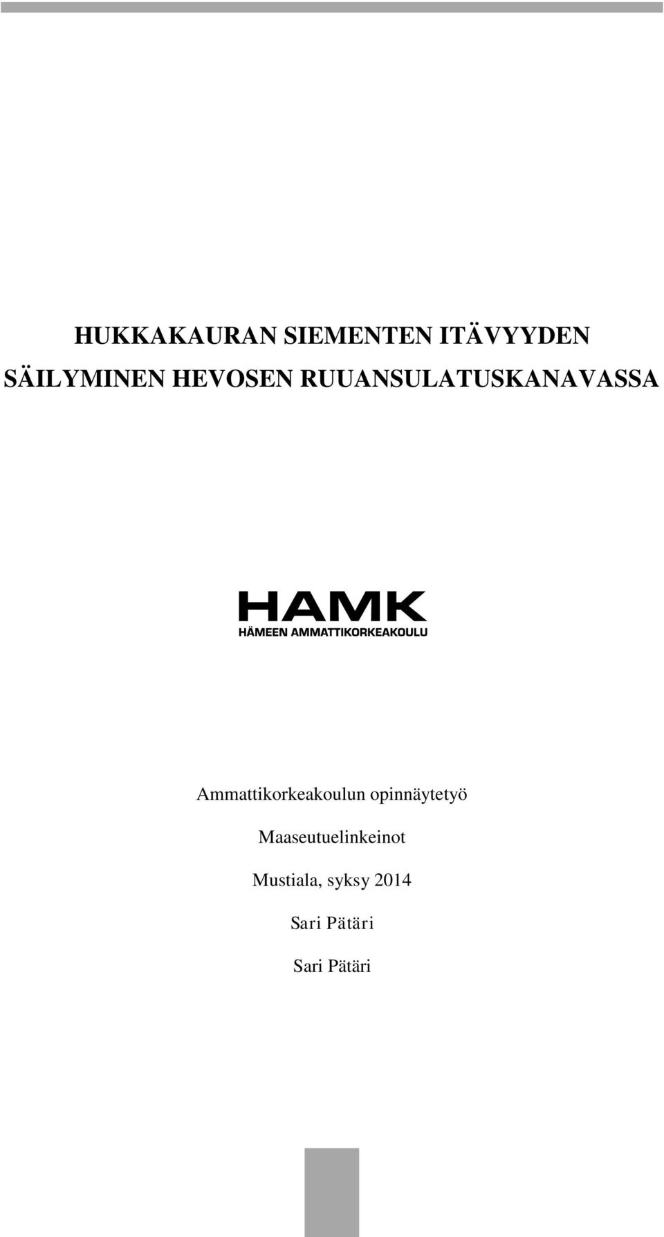 Ammattikorkeakoulun opinnäytetyö