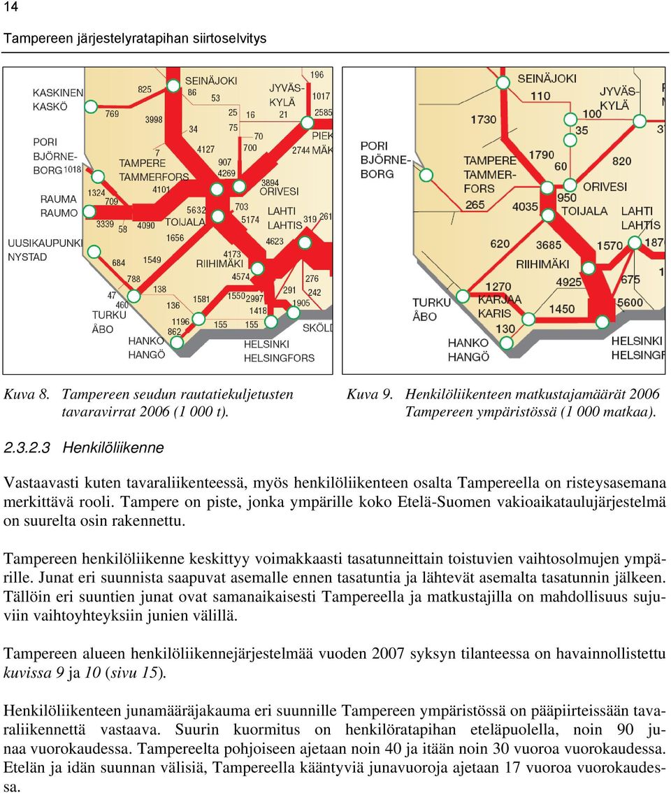 Tampereen henkilöliikenne keskittyy voimakkaasti tasatunneittain toistuvien vaihtosolmujen ympärille. Junat eri suunnista saapuvat asemalle ennen tasatuntia ja lähtevät asemalta tasatunnin jälkeen.