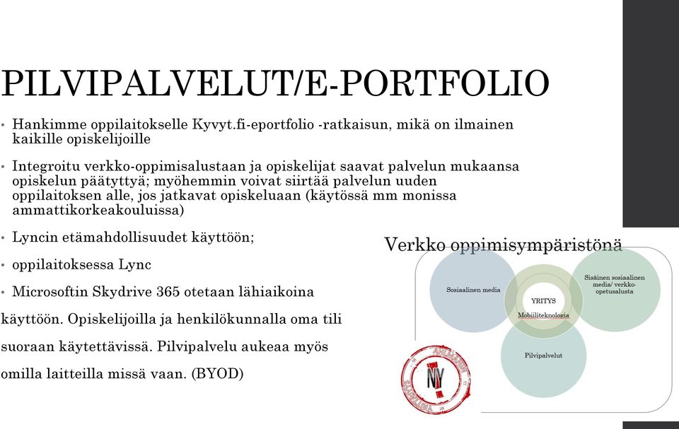 opiskelun päätyttyä; myöhemmin voivat siirtää palvelun uuden oppilaitoksen alle, jos jatkavat opiskeluaan (käytössä mm monissa