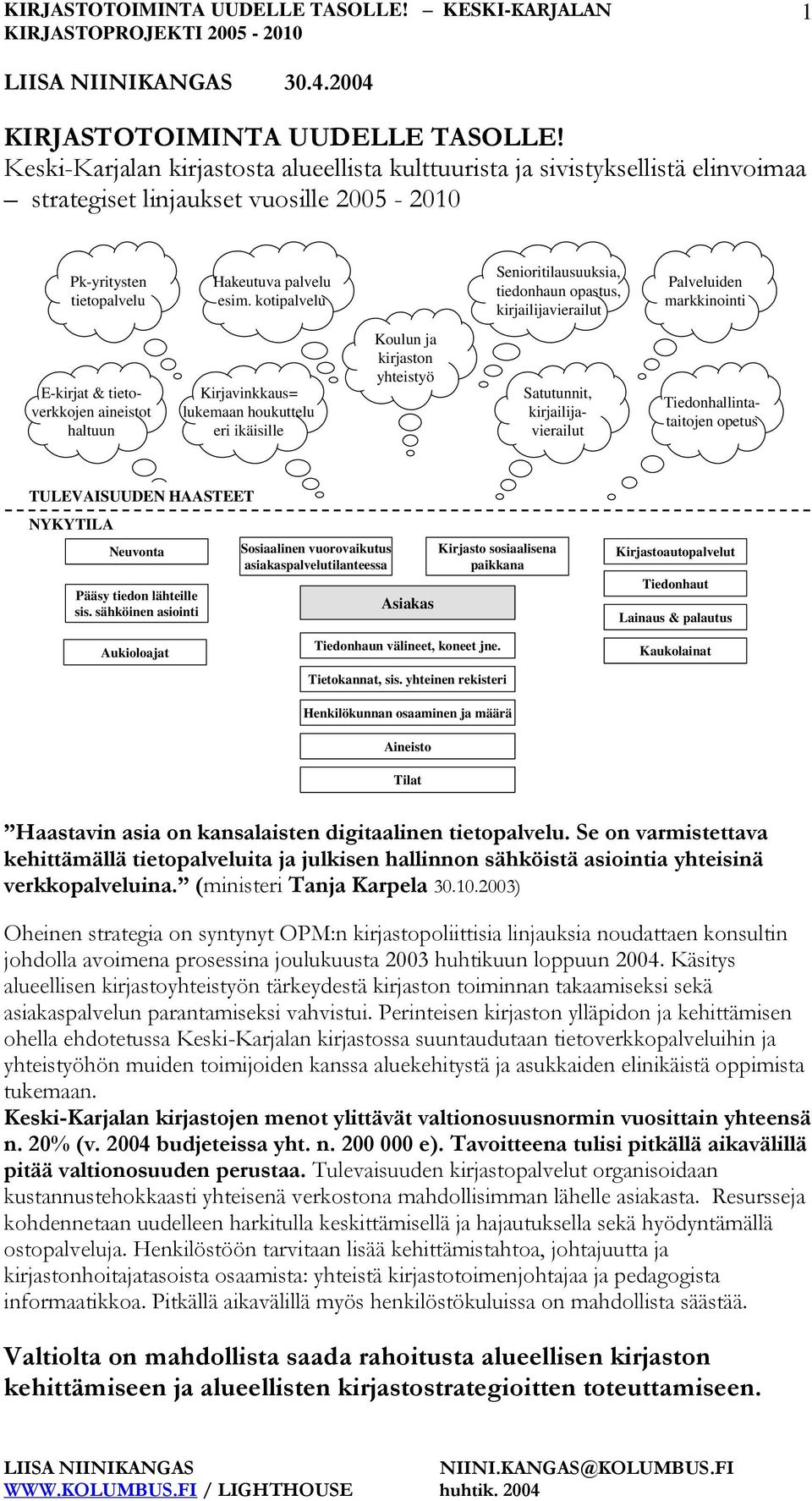 kotipalvelu Senioritilausuuksia, tiedonhaun opastus, kirjailijavierailut Palveluiden markkinointi E-kirjat & tietoverkkojen aineistot haltuun Kirjavinkkaus= lukemaan houkuttelu eri ikäisille Koulun