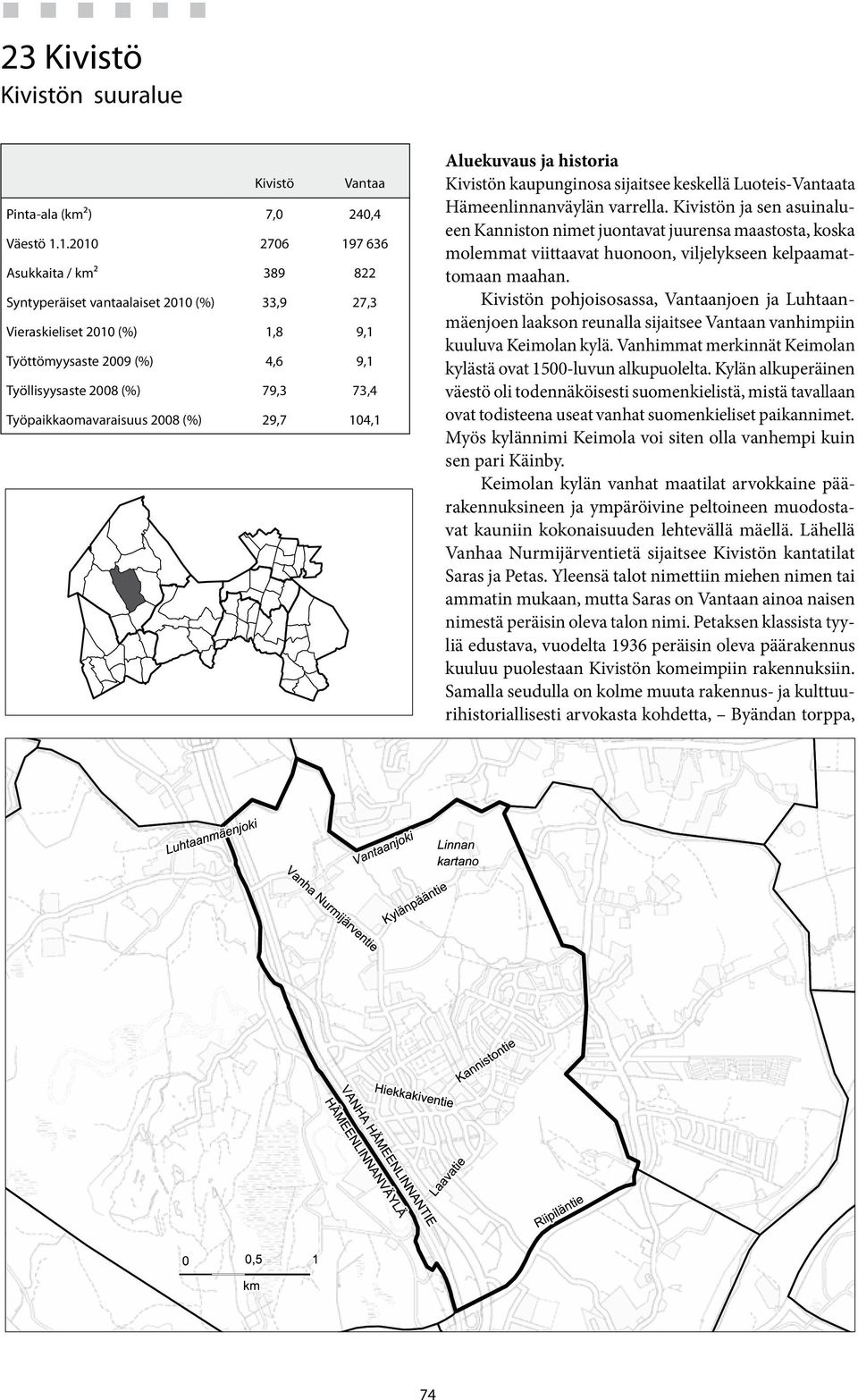 () 29,7 14,1 Aluekuvaus ja historia Kivistön kaupunginosa sijaitsee keskellä Luoteis-ta Hämeenlinnanväylän varrella.