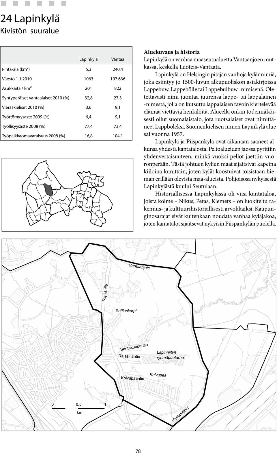 16,8 14,1 Aluekuvaus ja historia Lapinkylä on vanhaa maaseutualuetta njoen mutkassa, keskellä Luoteis-ta.