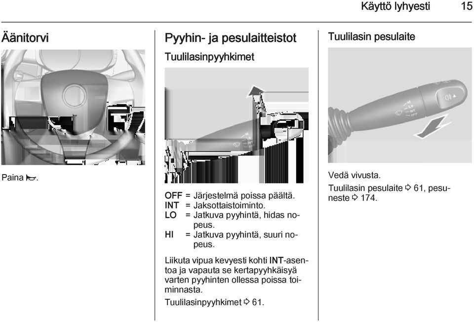 HI = Jatkuva pyyhintä, suuri nopeus.