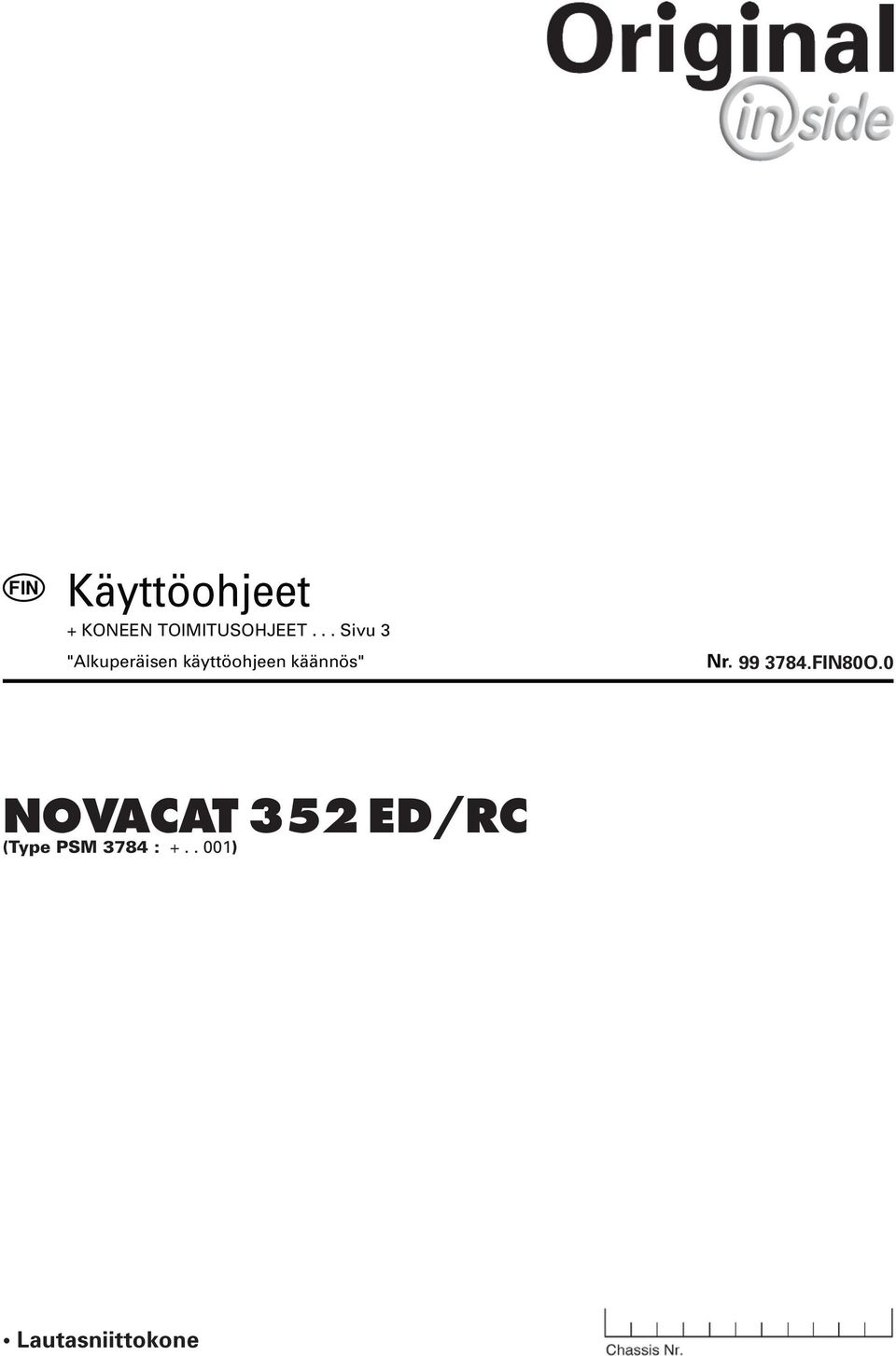 käännös" Nr. 99 3784.80O.