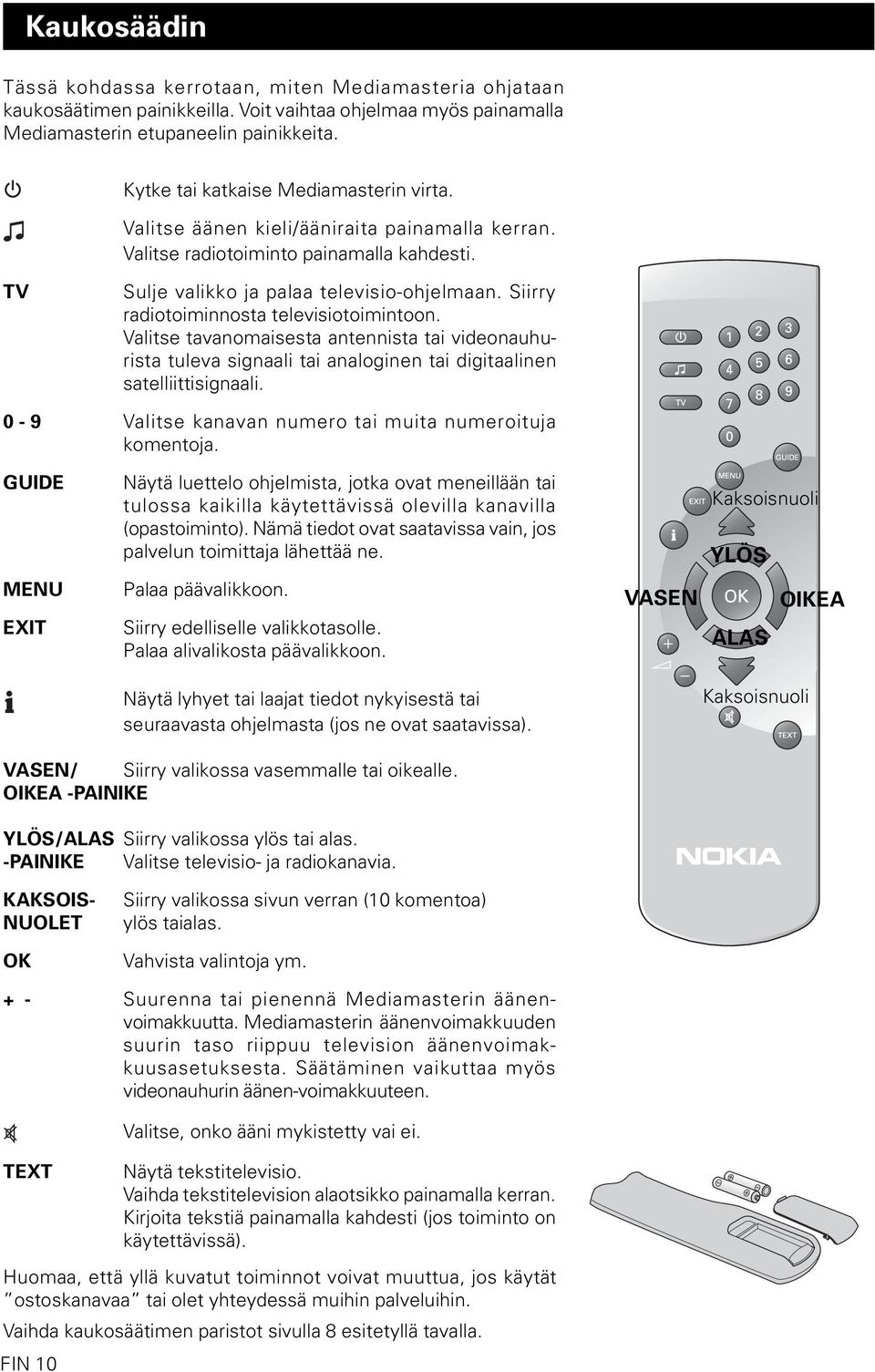 Siirry radiotoiminnosta televisiotoimintoon. Valitse tavanomaisesta antennista tai videonauhurista tuleva signaali tai analoginen tai digitaalinen satelliittisignaali.