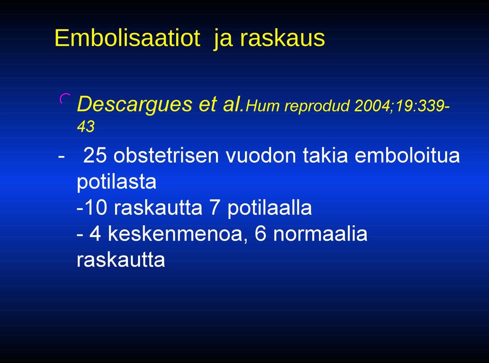 vuodon takia emboloitua potilasta -10