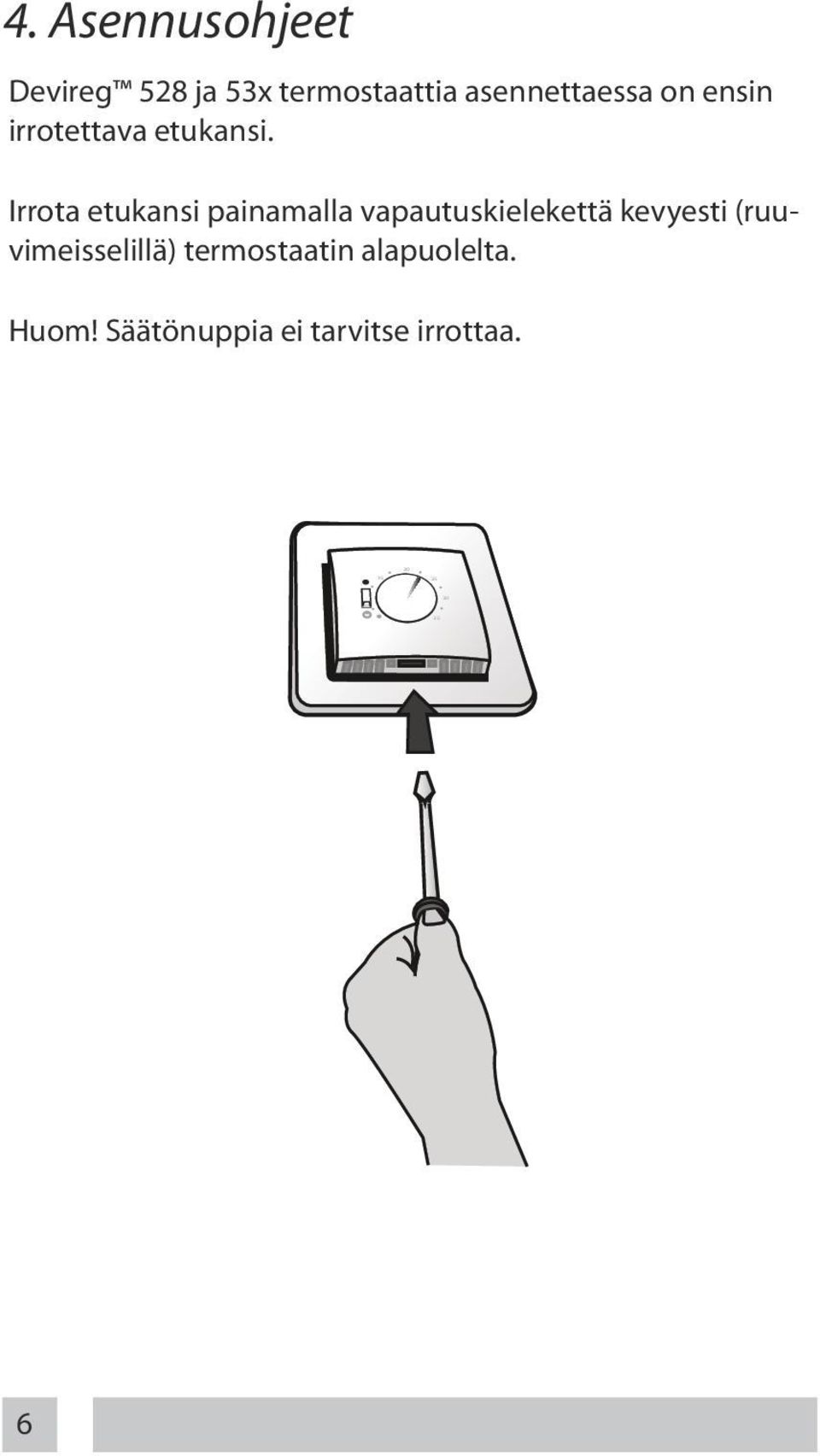 on ensin irrotettava etukansi.