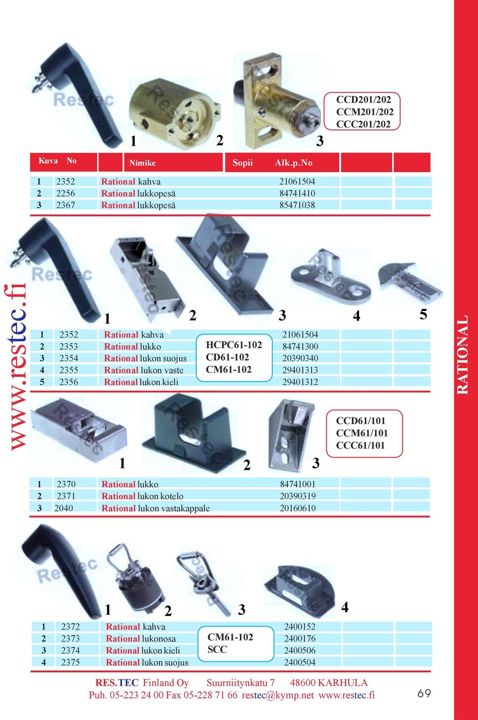 fi 4 5 5 Rational kahva 06504 5 Rational lukko HCPC6-0 847400 54 Rational lukon suojus CD6-0 09040 4 55 Rational lukon vaste CM6-0 940 5 56
